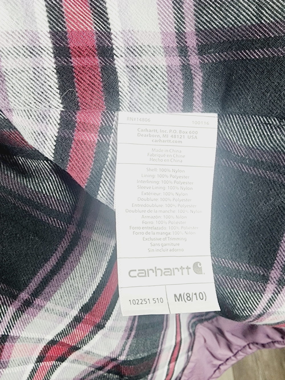 Carhartt Women's Amoret Jacket Quilted Hooded Puffer Purple - Picture 2 of 2